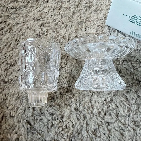 Vintage PartyLite Quilted Crystal Votive or Taper Candle Holder Pair P9246 - Picture 5 of 8